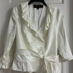 Pottery Barn White Ruffle Blouse